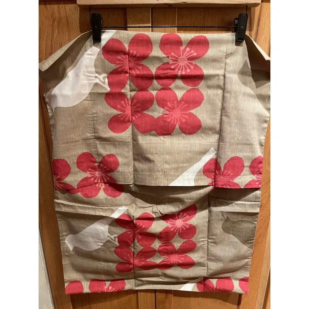 2 NEW Standard Pillow Shams by WEST ELM - Songbird Rare Bird Pattern Beige/Red